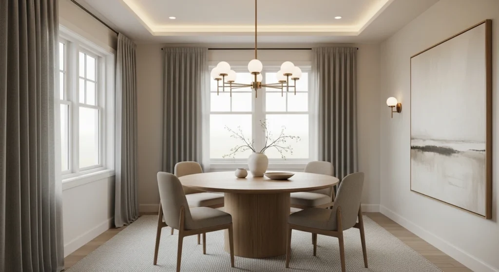 dining room lighting ideas over round table with modern chandelier