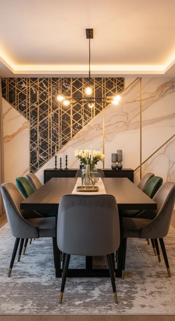 dining room wallpaper ideas accent wall behind table