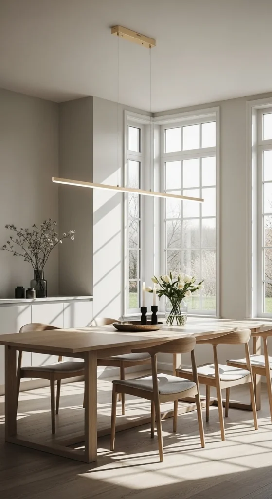 dining room lighting fixtures ideas modern LED chandelier over dining table