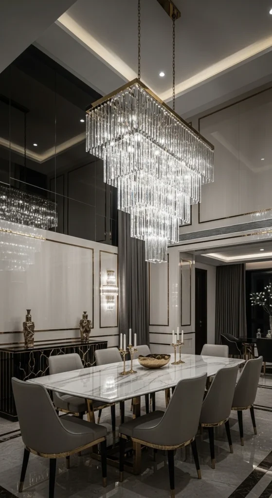 dining room lighting fixtures ideas luxury crystal chandelier marble table
