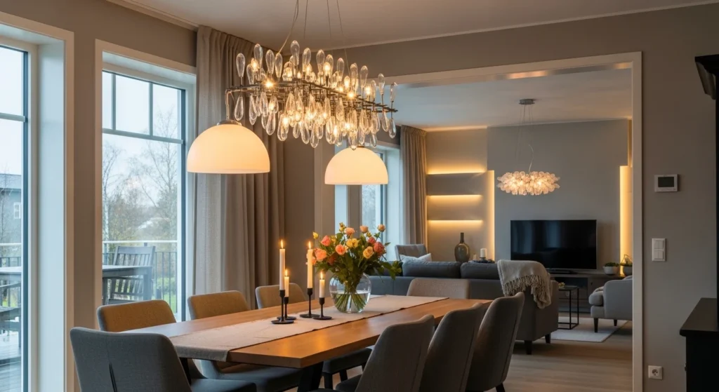 dining room lighting fixtures ideas modern luxury chandelier warm ambient dining space