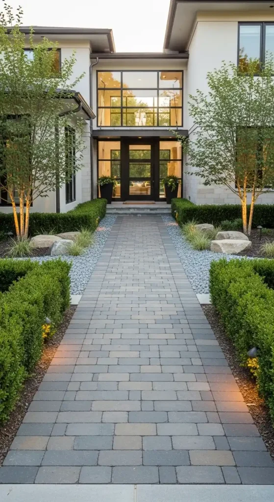Front patio landscaping ideas walkway pavers modern entrance design