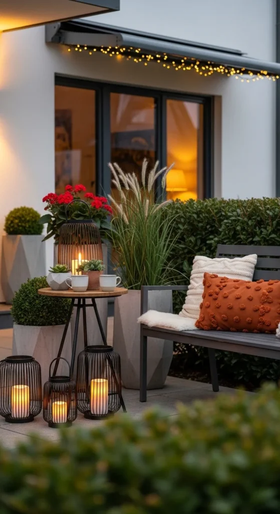 Front patio landscaping ideas seating area cozy outdoor decor