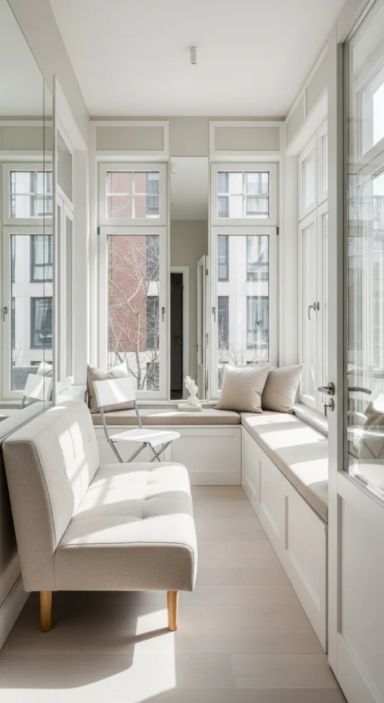 Indoor sunroom furniture ideas for small spaces with compact seating layout