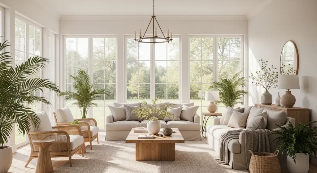 Indoor sunroom furniture ideas modern cozy sunroom with rattan chairs and natural light