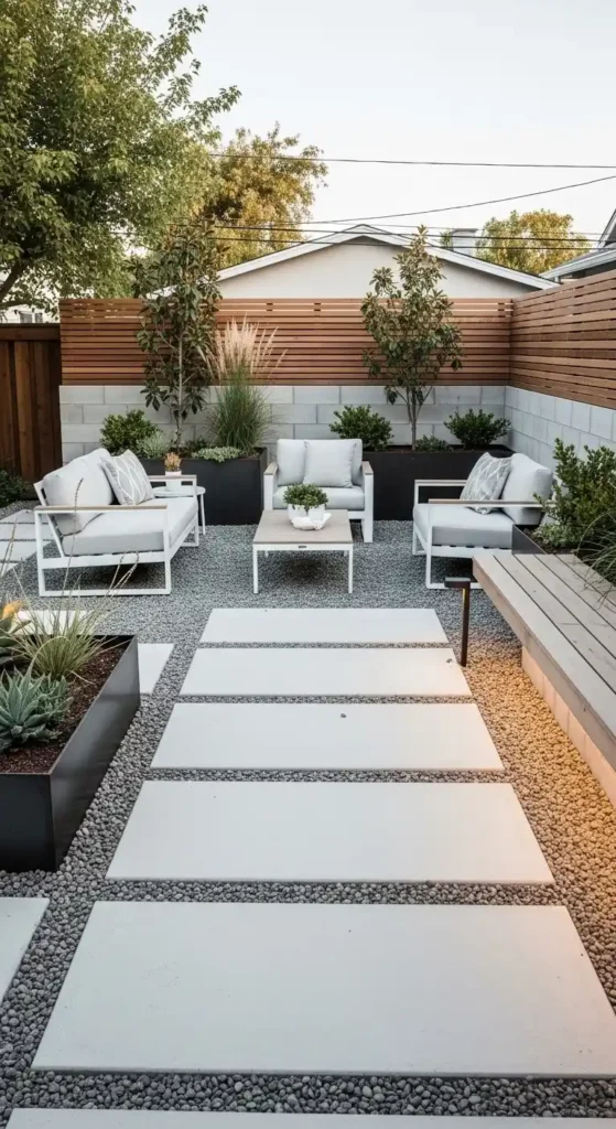 Landscaping ideas on a budget with gravel patio and pavers