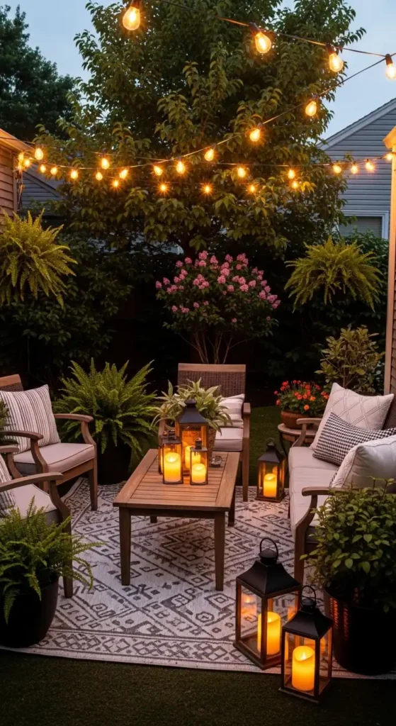 Landscaping ideas on a budget backyard makeover with lights