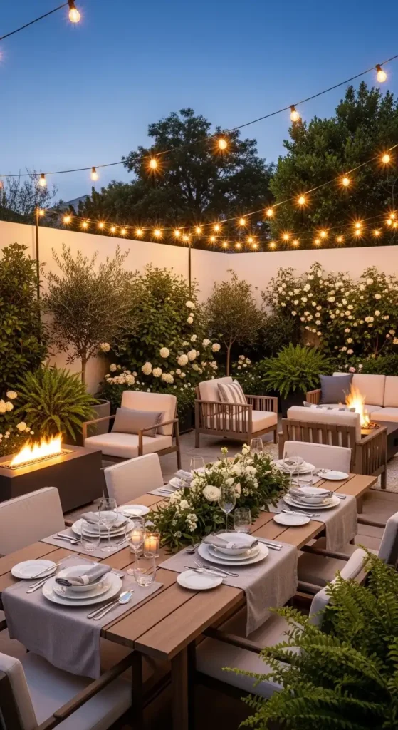 Outdoor landscaping ideas backyard outdoor dining and entertainment area