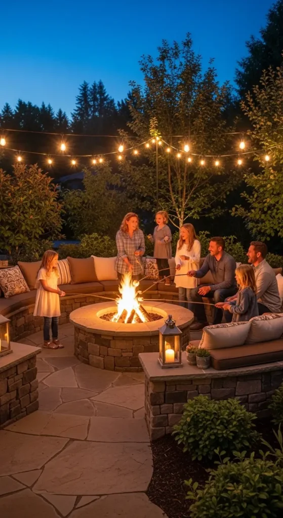 Outdoor landscaping ideas backyard fire pit seating area for gatherings