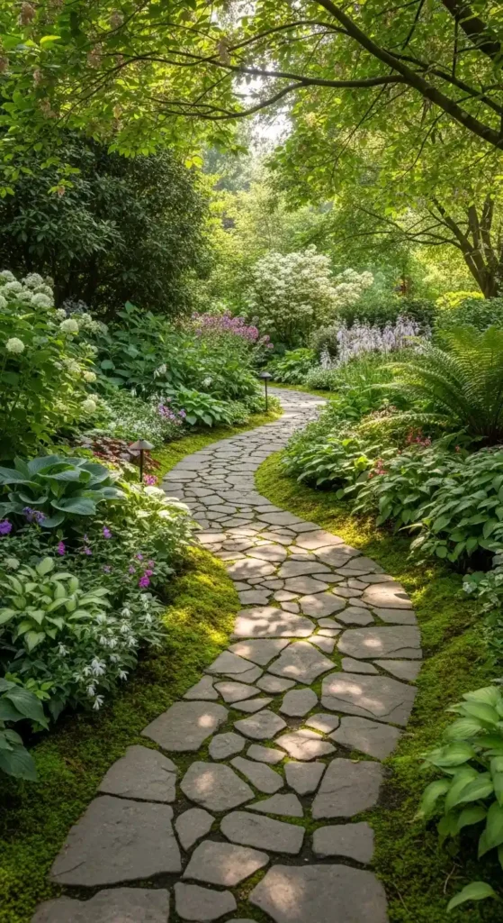 Pavers backyard landscaping ideas with garden walkway design
