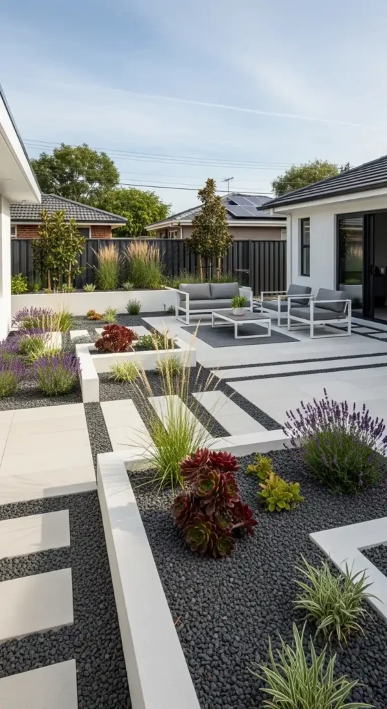 Pavers backyard landscaping ideas with low maintenance design