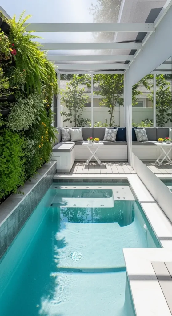 Pool cage landscaping ideas for small backyard with space-saving design