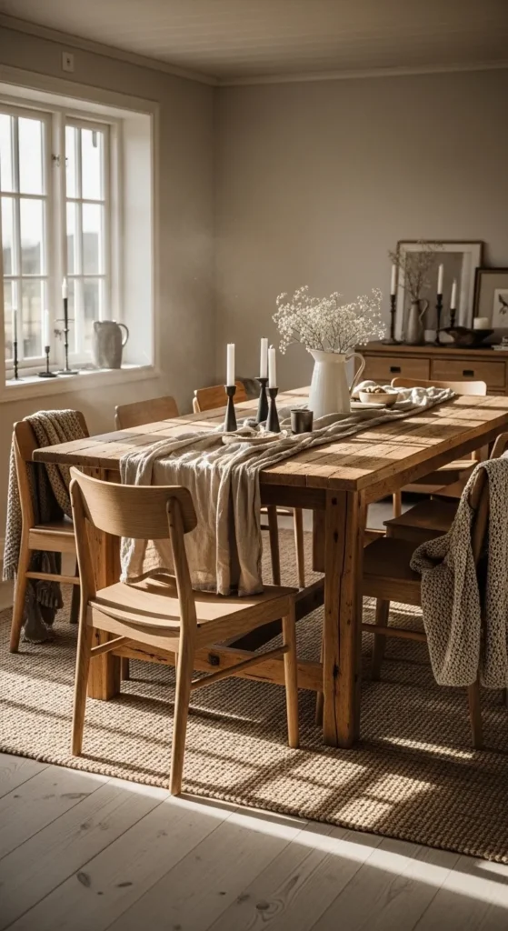 rustic dining room ideas natural wood farmhouse dining table