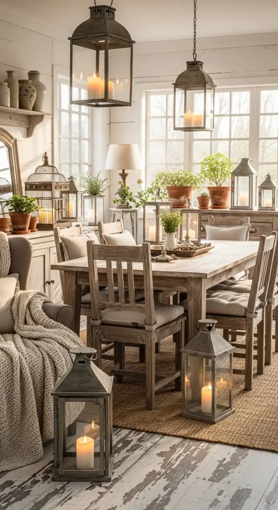 Rustic indoor sunroom furniture ideas farmhouse style vintage cozy decor