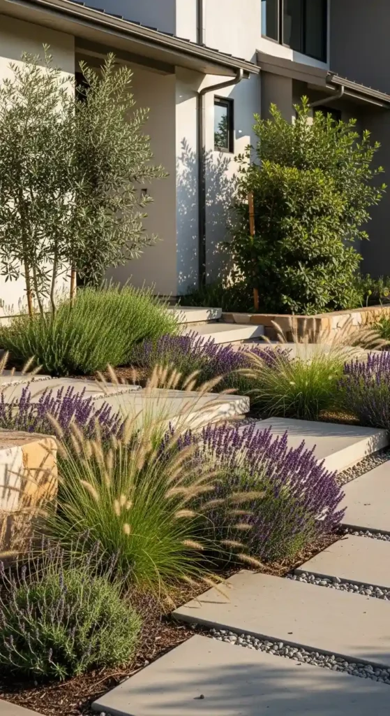 Simple foundation landscaping ideas with low maintenance plants and modern design