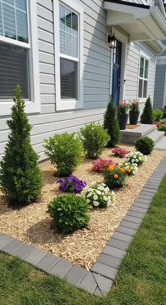 Simple foundation landscaping ideas for small front yards with compact design