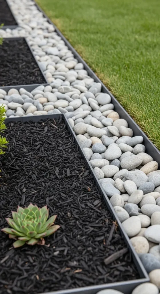 Modern edging ideas for simple foundation landscaping with clean borders