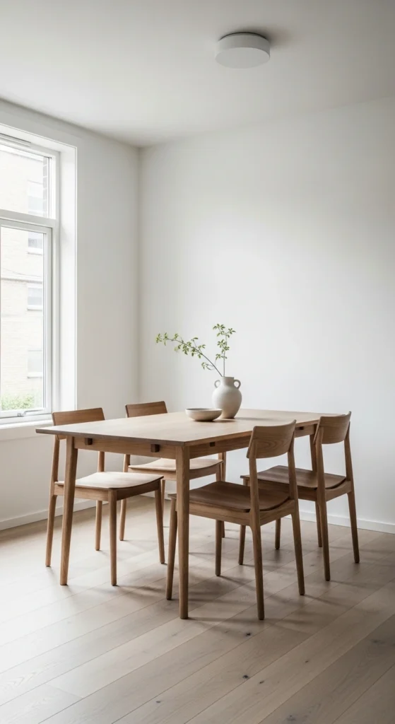 Small dining room decorating ideas with minimalist clean interior design