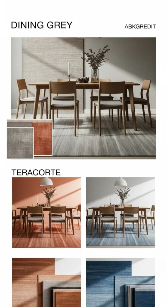 color psychology dining room rugs neutral earthy tones interior palette