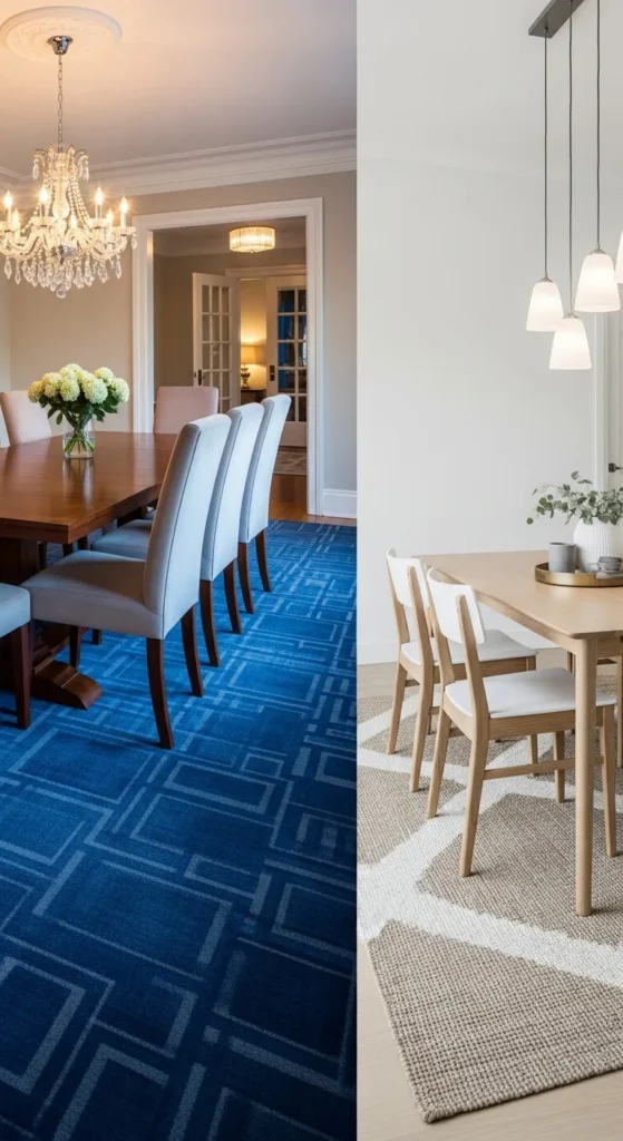 luxury vs budget dining room carpet ideas comparison interior design