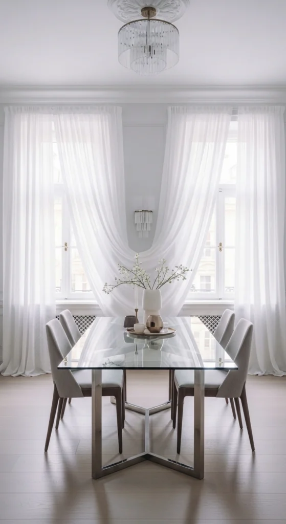 sheer dining room window treatment ideas soft natural light