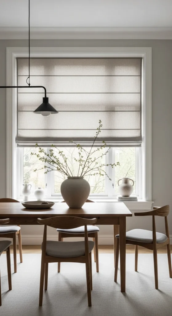 roman shades dining room window treatment ideas minimalist decor