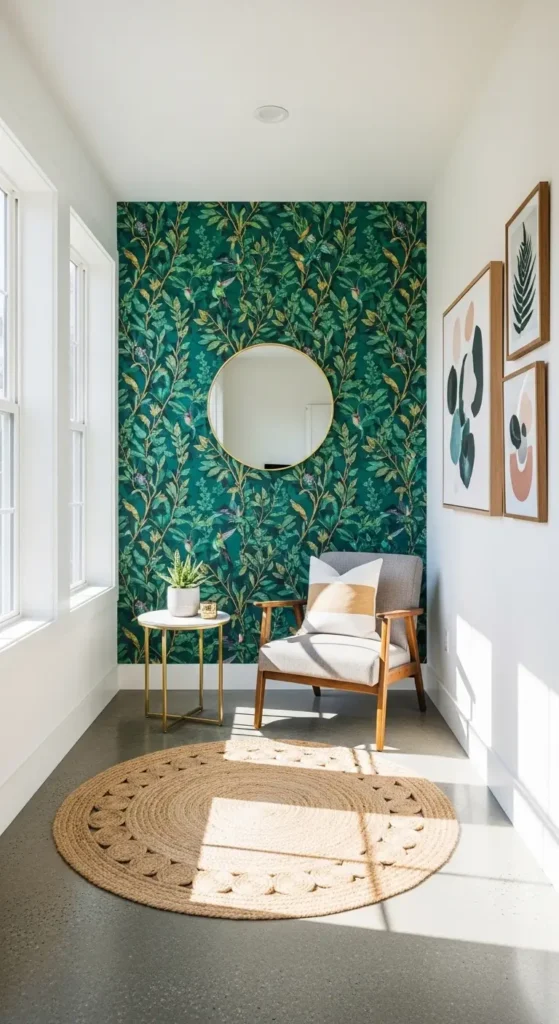 small indoor sunroom decorating ideas with accent wall