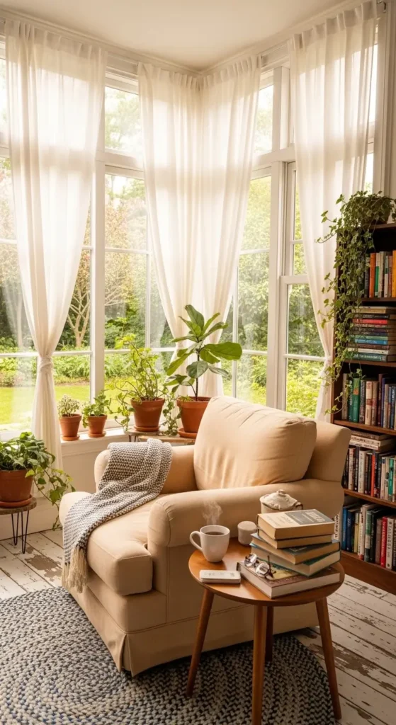 small indoor sunroom decorating ideas reading nook