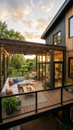 2nd story deck ideas with sunroom covered outdoor layout