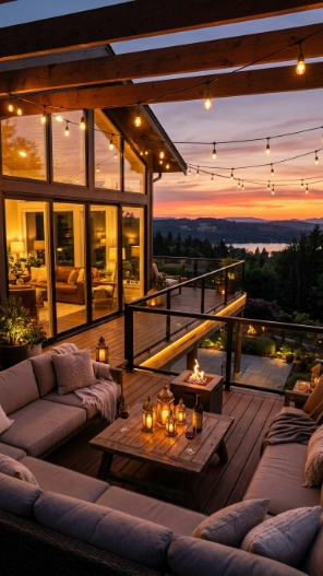 2nd story deck ideas with sunroom cozy outdoor lighting