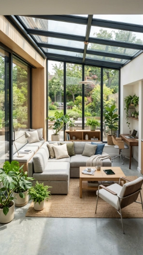Smart Furniture Layout Ideas for a contemporary glass sunroom