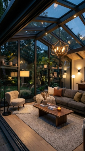 Contemporary Lighting Inspiration for a stylish glass sunroom