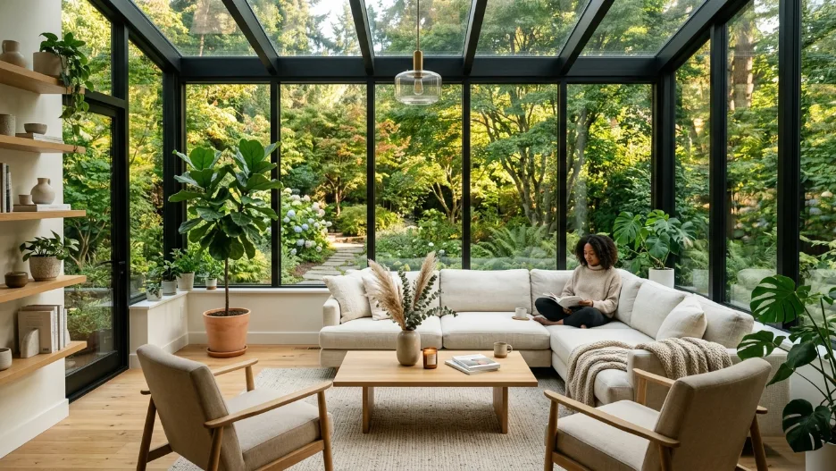 Contemporary glass sunroom ideas luxury modern indoor outdoor living space