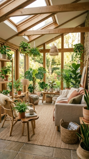 Contemporary sunroom decorating ideas nature inspired green decor