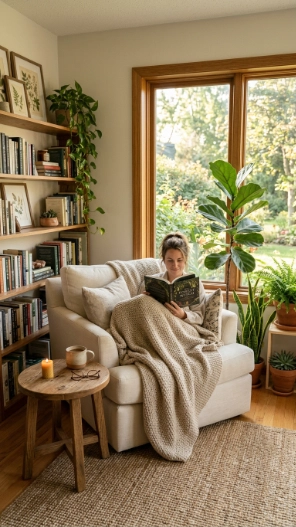Cozy sunroom ideas with relaxing reading nook