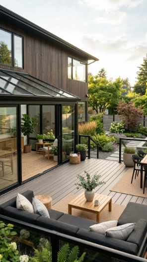 Deck and sunroom combo ideas modern glass backyard design