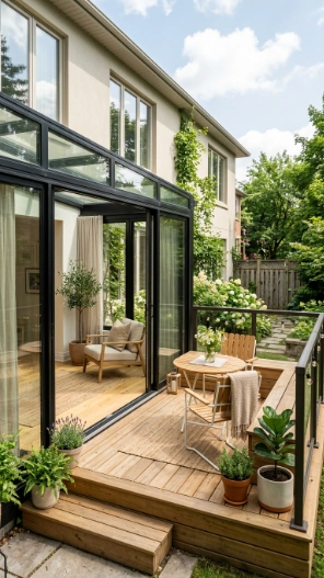 Deck and sunroom combo ideas small backyard compact design