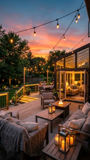 Deck and sunroom combo ideas cozy outdoor lighting inspiration