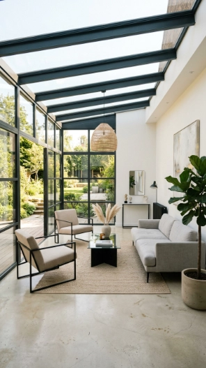 Indoor sunroom decorating ideas with modern minimalist design
