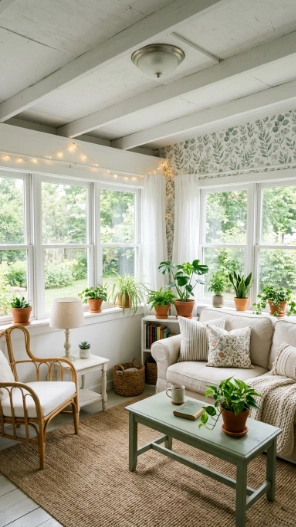 Low ceiling sunroom ideas on a budget with DIY decor and affordable furniture upgrades