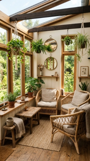 cozy rustic sunroom ideas for small spaces with warm decor