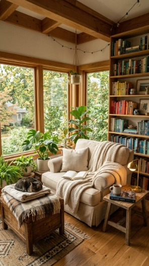 Second floor sunroom reading nook ideas