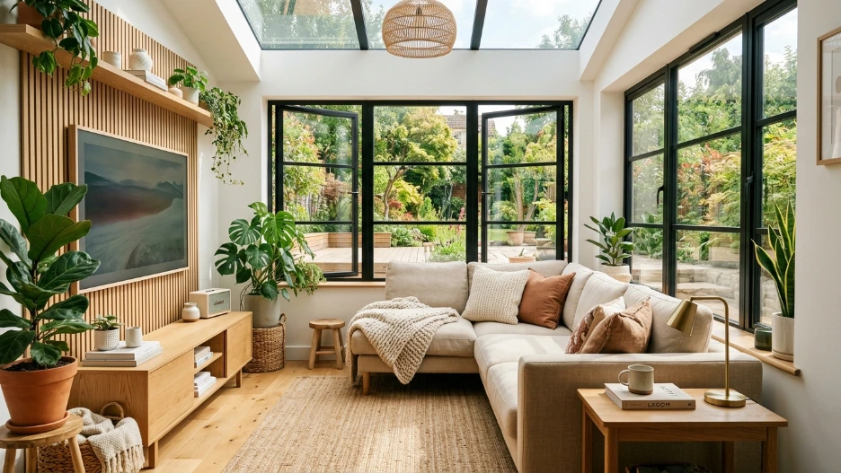 Small sunroom ideas with TV cozy modern entertainment room