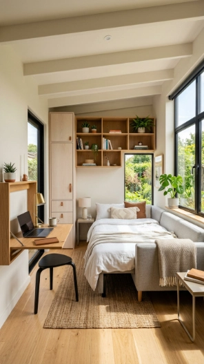 Small sunroom bedroom ideas with space-saving furniture and smart storage solutions