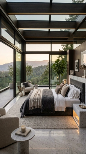 Small sunroom bedroom ideas luxury modern design with glass walls and elegant decor