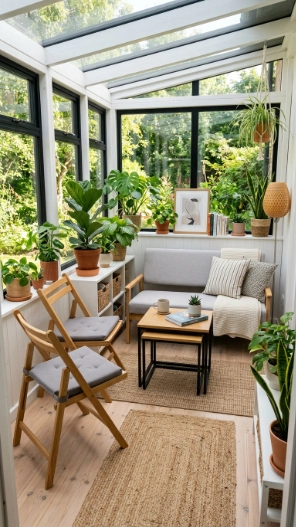 Small sunroom ideas on a budget space-saving furniture and minimal design