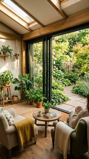 Small sunroom ideas on a budget indoor outdoor living space with garden view