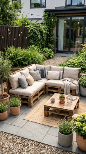 Backyard ideas on a budget using DIY pallet furniture