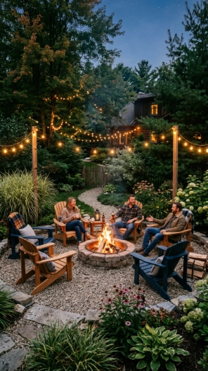 Backyard ideas on a budget with DIY fire pit area