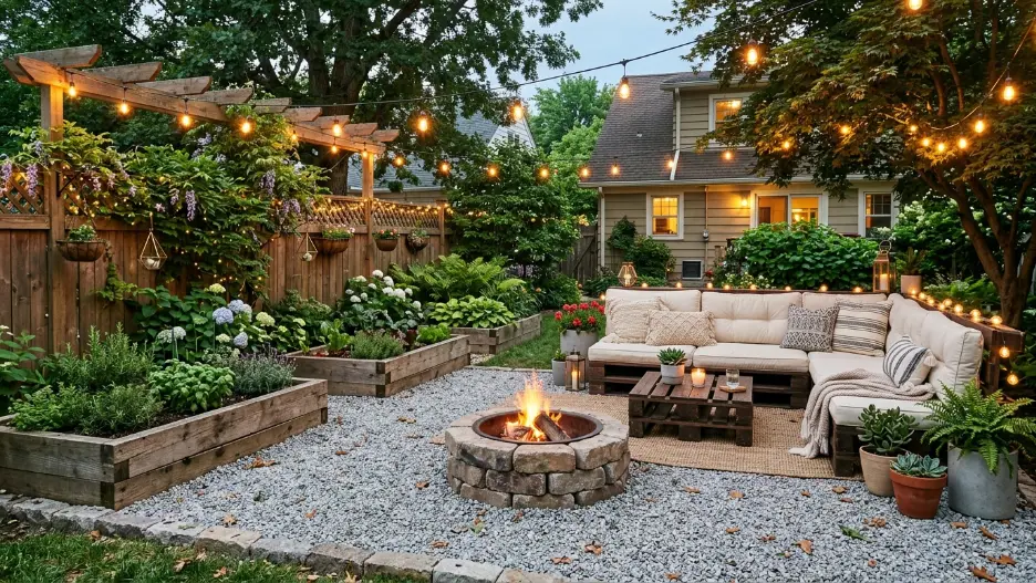 Backyard ideas on a budget with cozy patio and affordable landscaping
